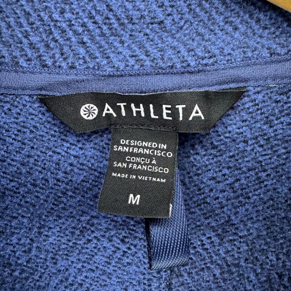 Athleta Medium Blue Fleece Zip Up Jacket Cozy Warm - Picture 5 of 9